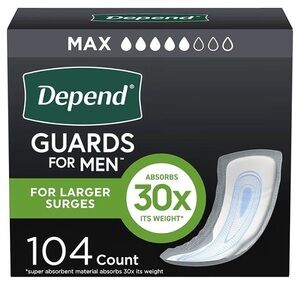 Depend Guards for Men Incontinence Pads - Black and Green Packaging  208 total.